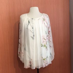 Floral Sheer White Blouse